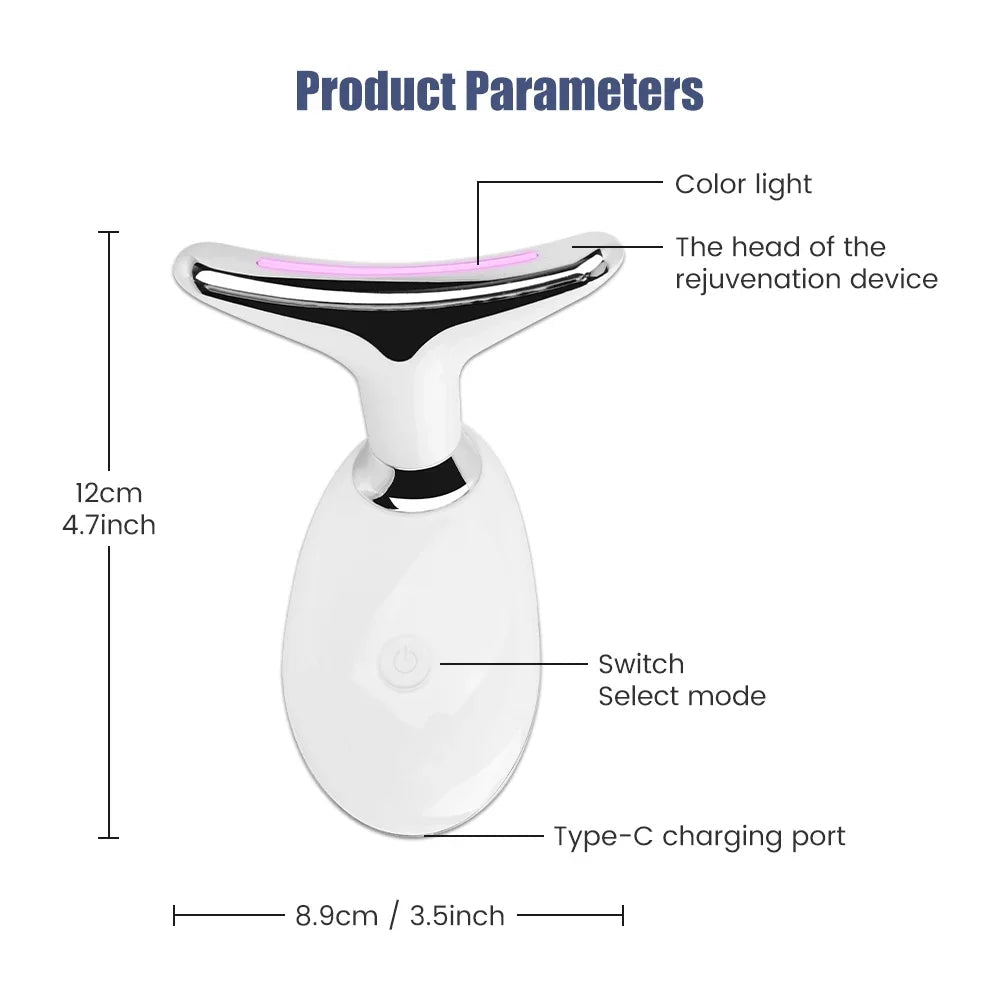 7 Color LED Neck & Face Beauty Device - EMS Massage & Skin Beauty Instrument Essencify