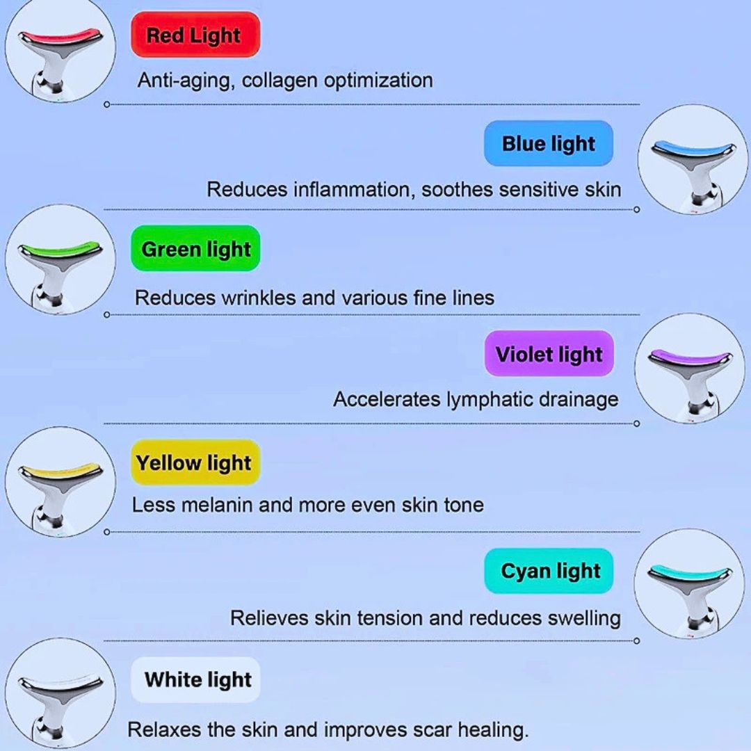 7 Color LED Neck & Face Beauty Device - EMS Massage & Skin Beauty Instrument Essencify