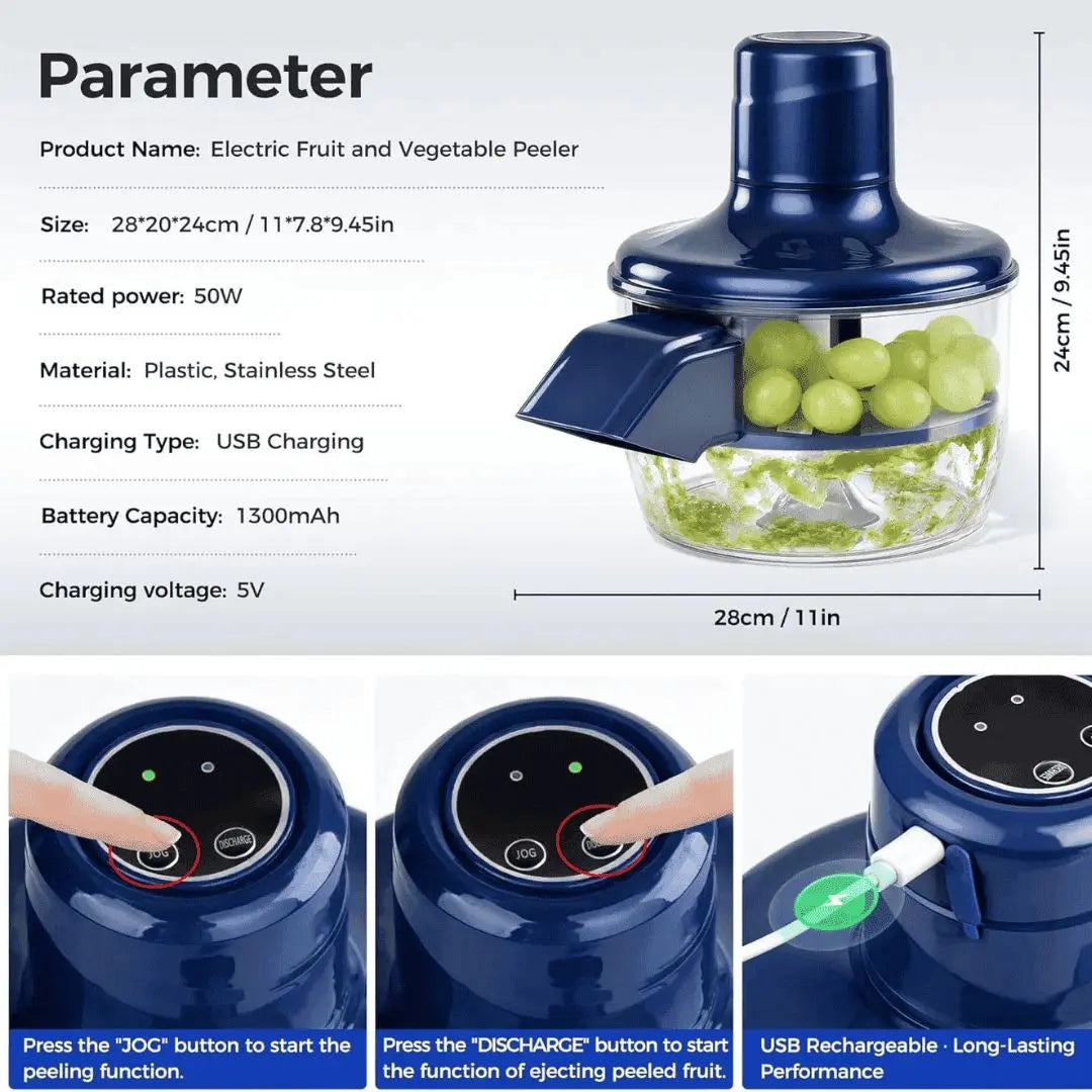 Rechargeable Fruit & Vegetable Peeler — Fast & Safe Peeling Essencify