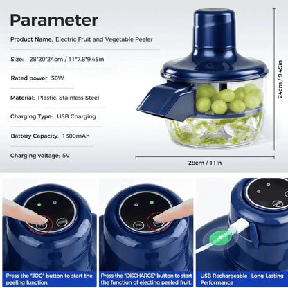 Rechargeable Fruit & Vegetable Peeler — Fast & Safe Peeling Essencify