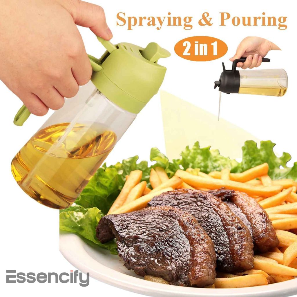 2 in 1 Oil Sprayer & Dispenser 500ml - Spray and Pour Bottle Essencify