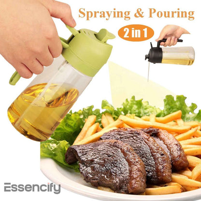 2 in 1 Oil Sprayer & Dispenser 500ml - Spray and Pour Bottle Essencify