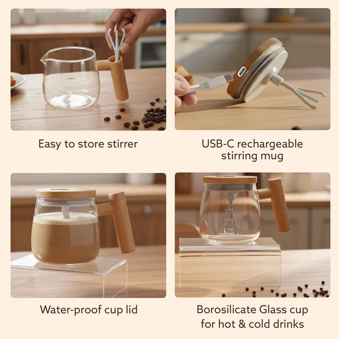 Auto Self Stirring Rechargeable Mug Essencify