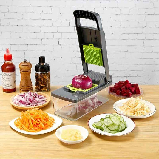 16 in 1 Multifunctional Vegetable Chopper - Dicer, Slicer, Grater with Container Essencify