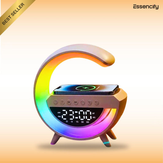 4-in-1 Bluetooth Speaker Lamp - Wireless Charger + RGB Light + Alarm Clock Essencify