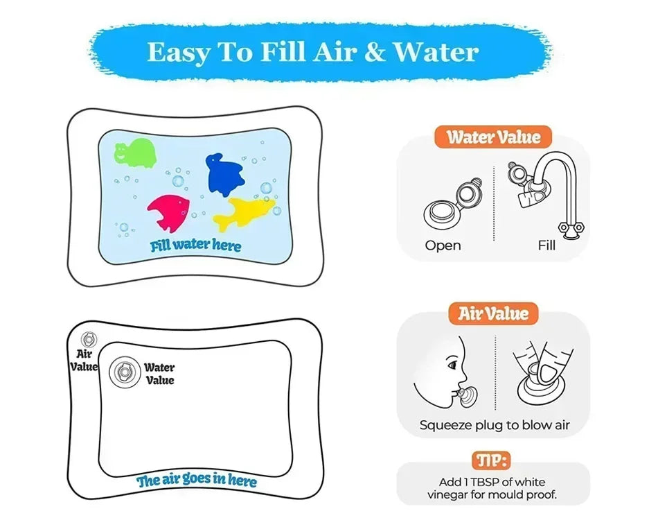 Fun Tummy Time Water Mat - Boosts Baby Motor Skills Essencify