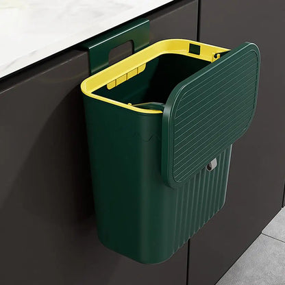 Hanging Trash Can For Kitchen Cabinet Door Wall Mounted Bathroom Wastebasket Toilet Trash Bin with Lid Garbage bag Essencify