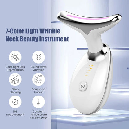 7 Color LED Neck & Face Beauty Device - EMS Massage & Skin Beauty Instrument Essencify