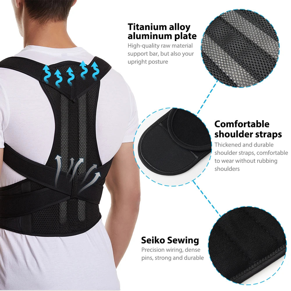 Posture Corrector Belt - Adjustable Back Support for Men & Women Essencify