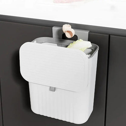 Hanging Trash Can For Kitchen Cabinet Door Wall Mounted Bathroom Wastebasket Toilet Trash Bin with Lid Garbage bag Essencify