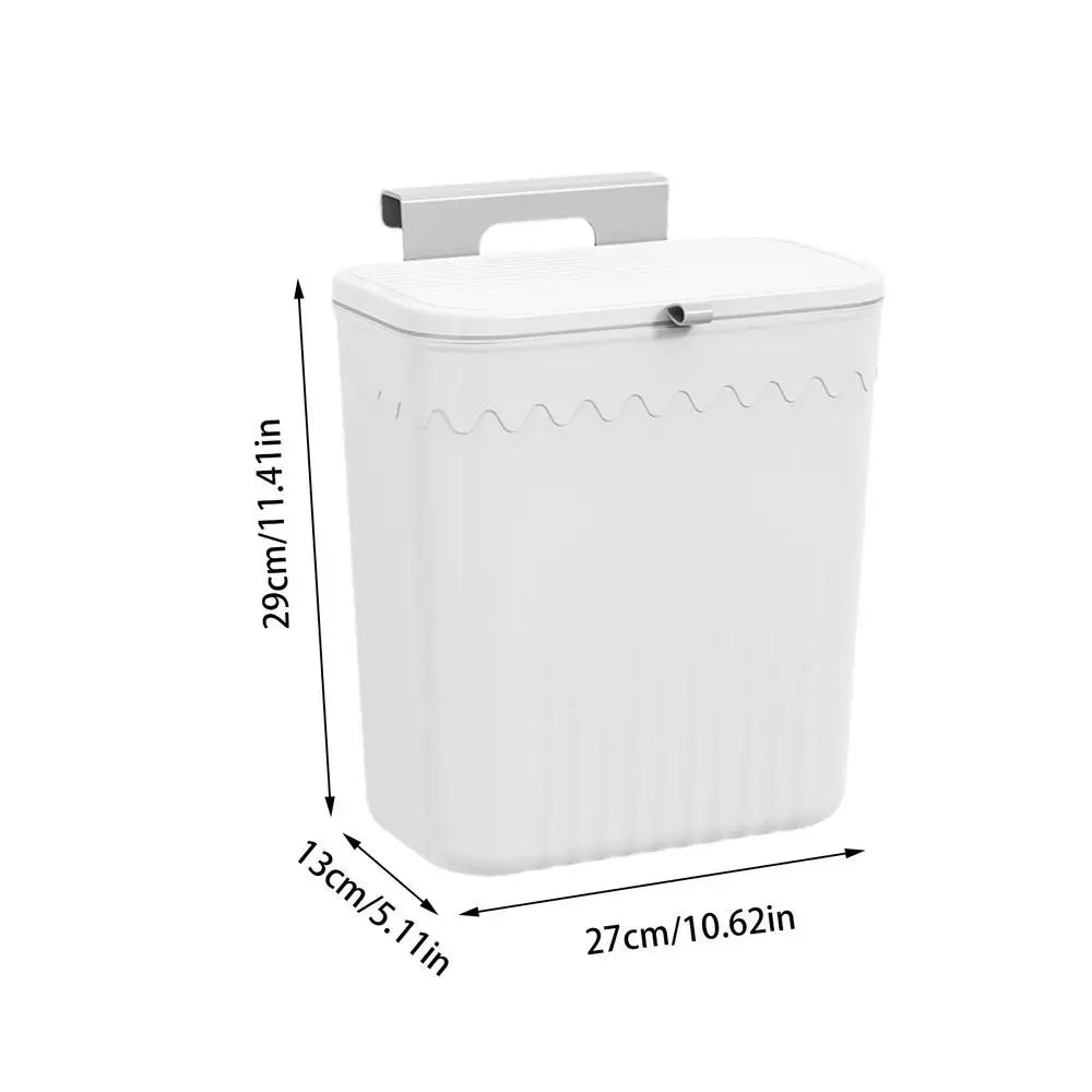 Hanging Trash Can For Kitchen Cabinet Door Wall Mounted Bathroom Wastebasket Toilet Trash Bin with Lid Garbage bag Essencify
