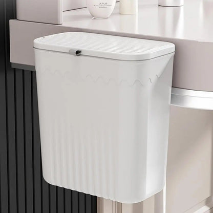 Hanging Trash Can For Kitchen Cabinet Door Wall Mounted Bathroom Wastebasket Toilet Trash Bin with Lid Garbage bag Essencify