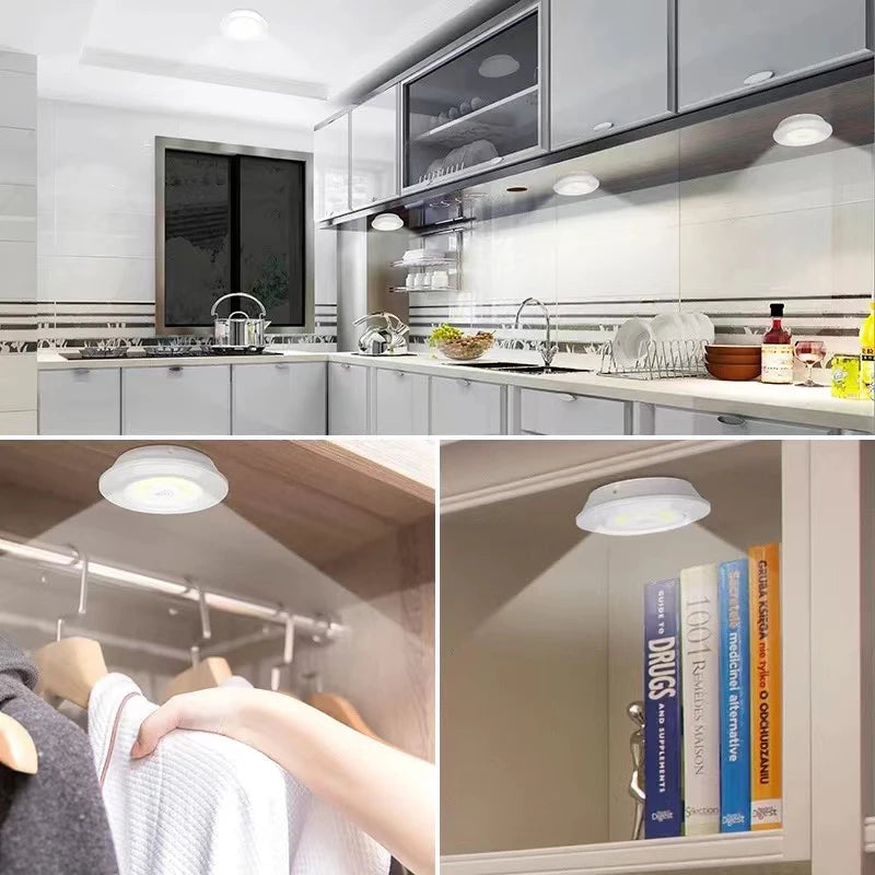 Set of 3 Wireless LED Under Cabinet Light | Dimmable with Remote Control Essencify