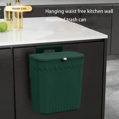 Hanging Trash Can For Kitchen Cabinet Door Wall Mounted Bathroom Wastebasket Toilet Trash Bin with Lid Garbage bag Essencify
