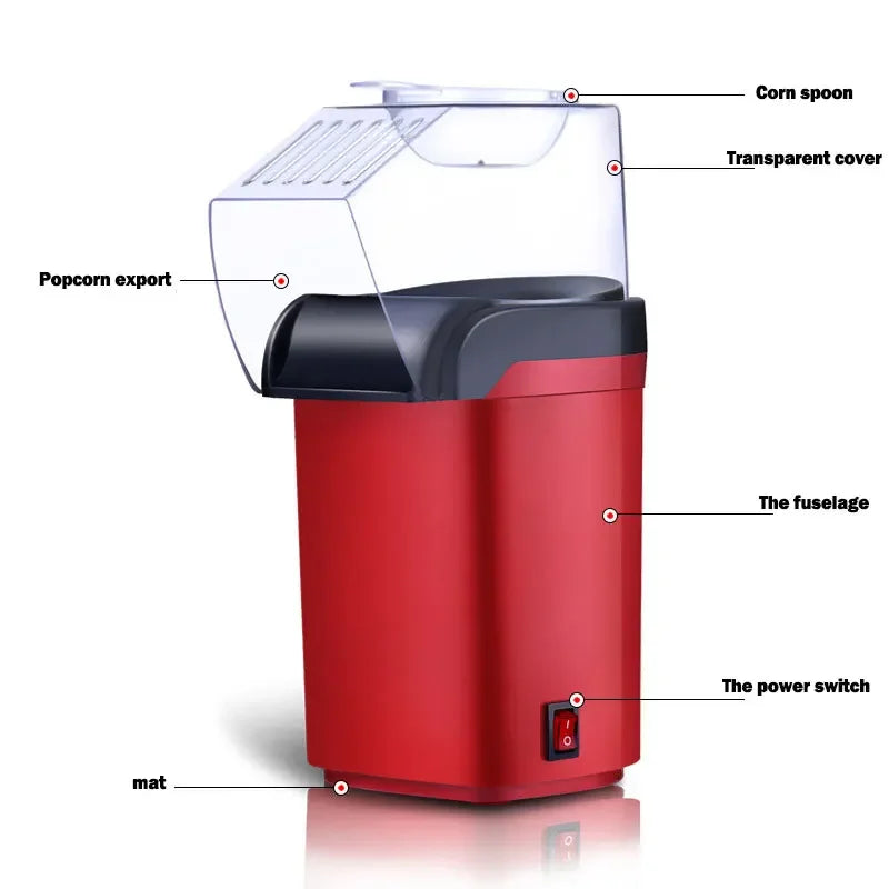 Electric Popcorn Maker 1200W - Oil Free Healthy Popcorn in 3 Minutes Essencify