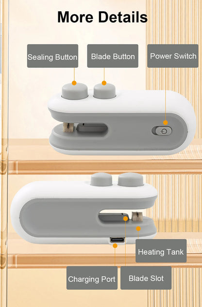 2-in-1 Mini Bag Sealer - USB Rechargeable Mini Seal Machine Essencify