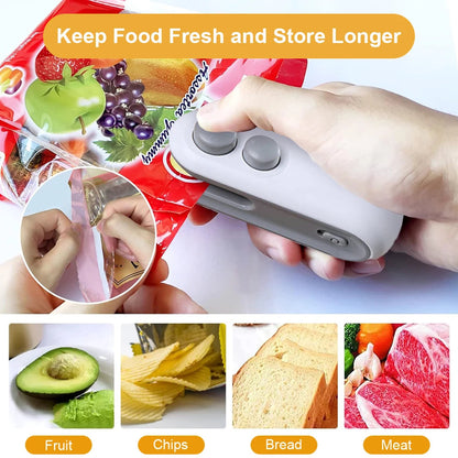 2-in-1 Mini Bag Sealer - USB Rechargeable Mini Seal Machine Essencify