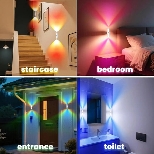 Motion Sensor Night Light - 7-Color Double Head Magnetic Wall Lamp Essencify