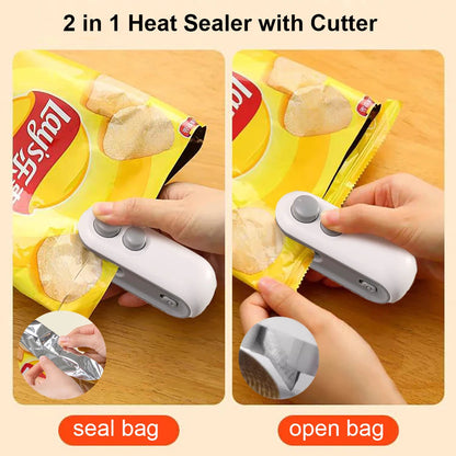 2-in-1 Mini Bag Sealer - USB Rechargeable Mini Seal Machine Essencify