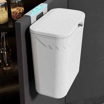 Hanging Trash Can For Kitchen Cabinet Door Wall Mounted Bathroom Wastebasket Toilet Trash Bin with Lid Garbage bag Essencify