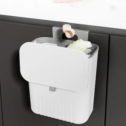 Hanging Trash Can For Kitchen Cabinet Door Wall Mounted Bathroom Wastebasket Toilet Trash Bin with Lid Garbage bag Essencify