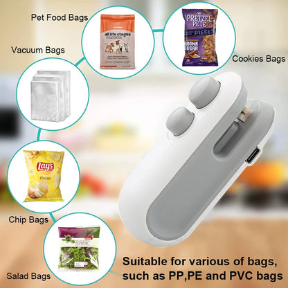 2-in-1 Mini Bag Sealer - USB Rechargeable Mini Seal Machine Essencify