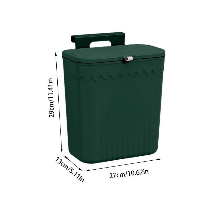 Hanging Trash Can For Kitchen Cabinet Door Wall Mounted Bathroom Wastebasket Toilet Trash Bin with Lid Garbage bag Essencify