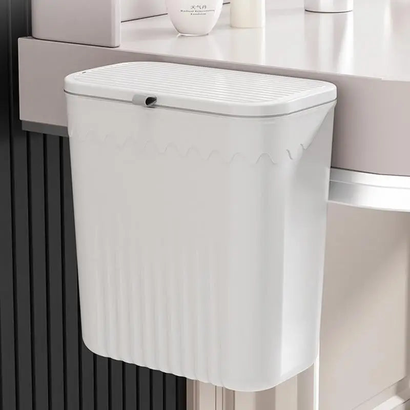 Hanging Trash Can For Kitchen Cabinet Door Wall Mounted Bathroom Wastebasket Toilet Trash Bin with Lid Garbage bag Essencify