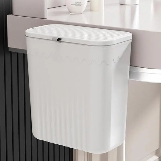 Hanging Trash Can For Kitchen Cabinet Door Wall Mounted Bathroom Wastebasket Toilet Trash Bin with Lid Garbage bag Essencify