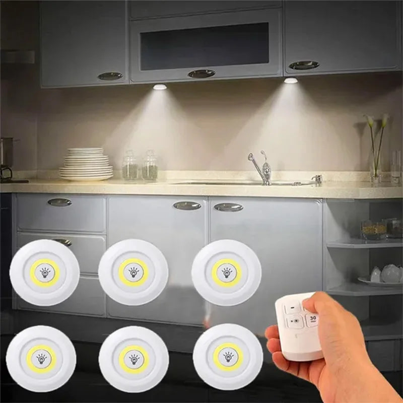 Set of 3 Wireless LED Under Cabinet Light | Dimmable with Remote Control Essencify