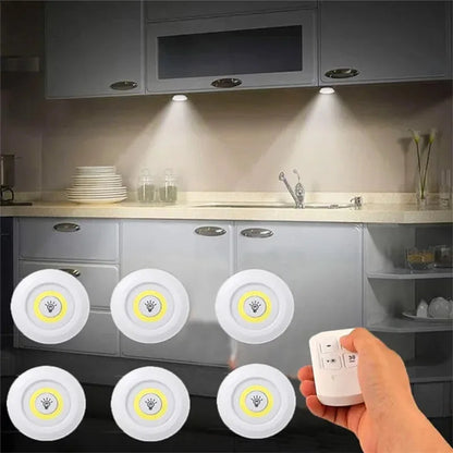 Set of 3 Wireless LED Under Cabinet Light | Dimmable with Remote Control Essencify
