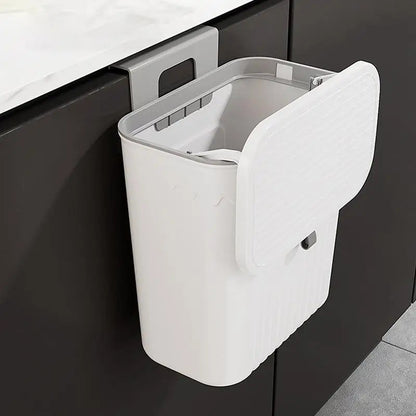 Hanging Trash Can For Kitchen Cabinet Door Wall Mounted Bathroom Wastebasket Toilet Trash Bin with Lid Garbage bag Essencify