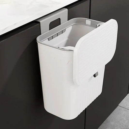 Hanging Trash Can For Kitchen Cabinet Door Wall Mounted Bathroom Wastebasket Toilet Trash Bin with Lid Garbage bag Essencify