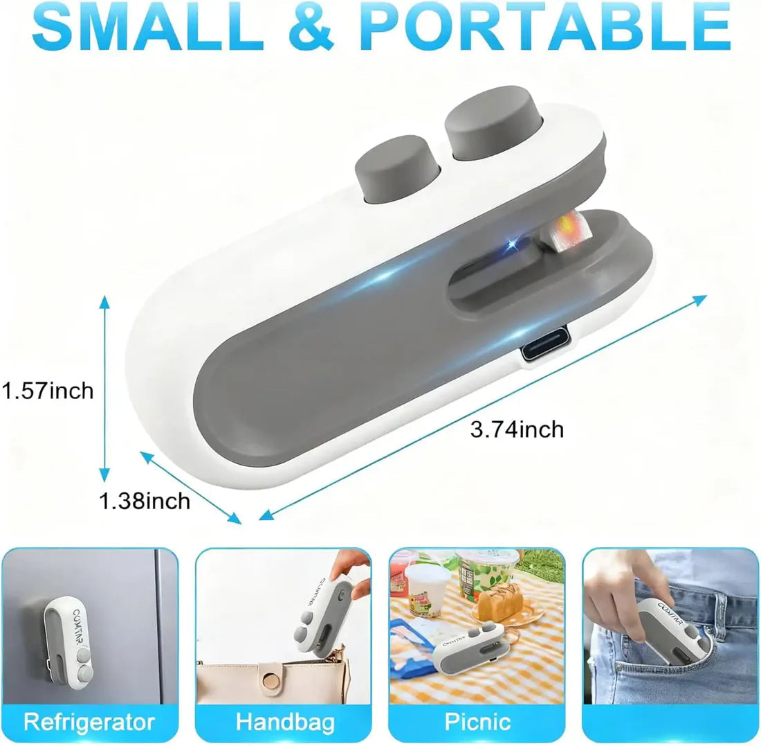 2-in-1 Mini Bag Sealer - USB Rechargeable Mini Seal Machine Essencify
