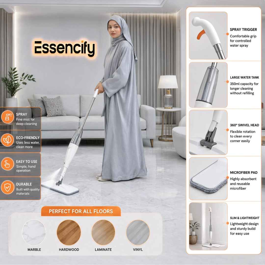 Effortless Shine Spray Mop | Cleaning Mop with Built-In Spray Essencify
