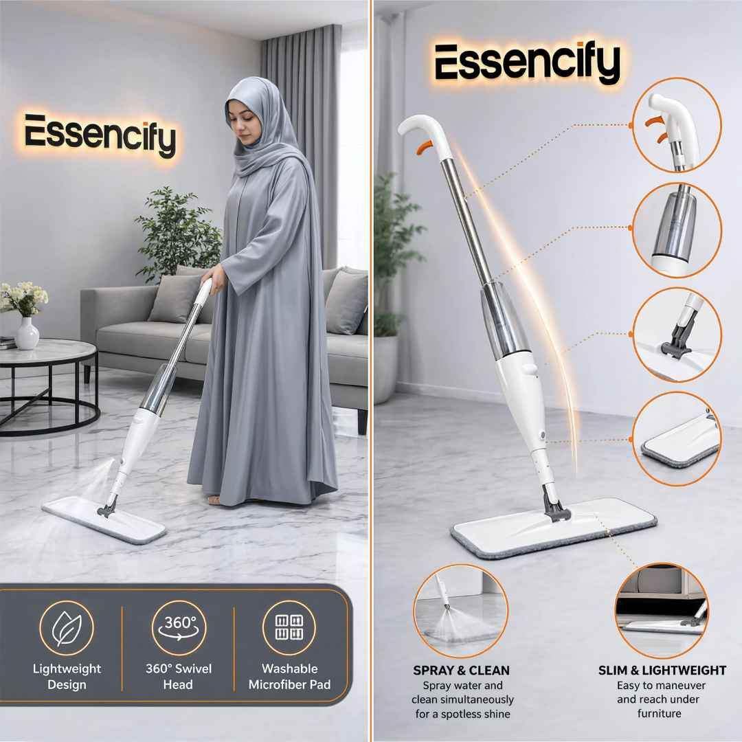 Effortless Shine Spray Mop | Cleaning Mop with Built-In Spray Essencify